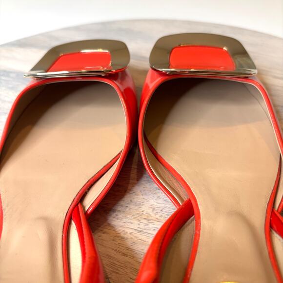 Authentic Roger Vivier Women's Red Orange Ballet Flats Made In Italy US Size 5 - Picture 7 of 14